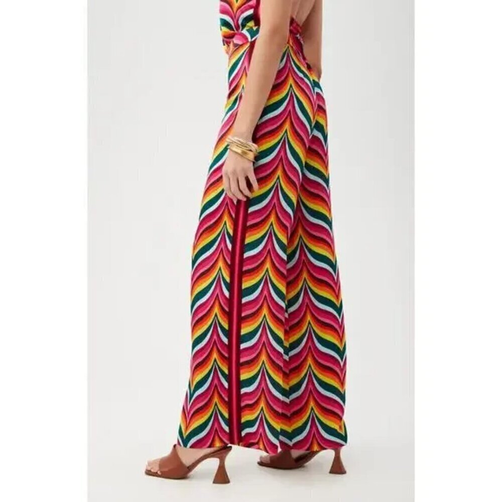 Trina Turk Spring Street Colorful Patterned High Rise Wide Leg Pants 4 - Picture 3 of 9